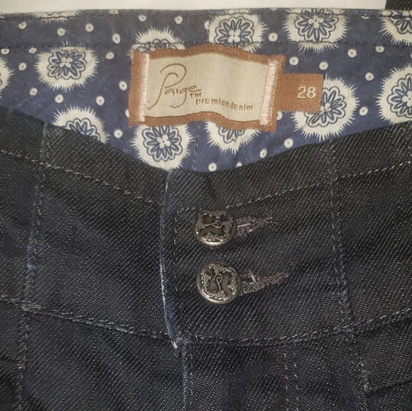 Paige Foothill Dark Blue leg straight  size 28 - Picture 3 of 5